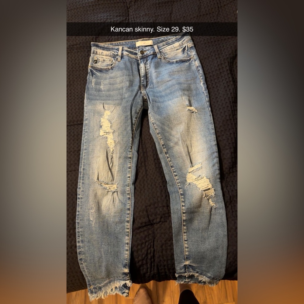 KanCan Women's Distressed Light Blue Skinny Jeans